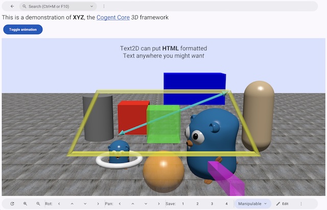 Screenshot of the xyz example
